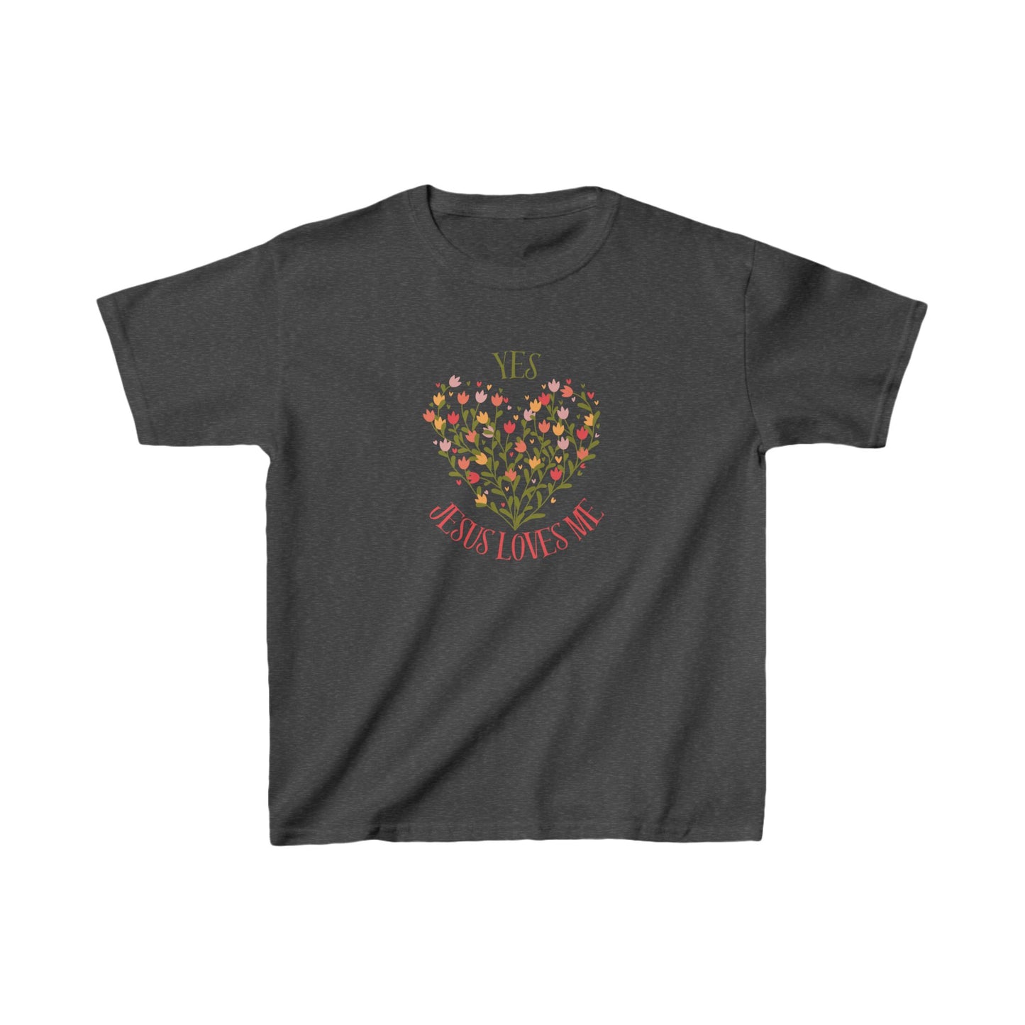 Christian Floral Yes Jesus Loves Me Kids Heavy Cotton™ Tee