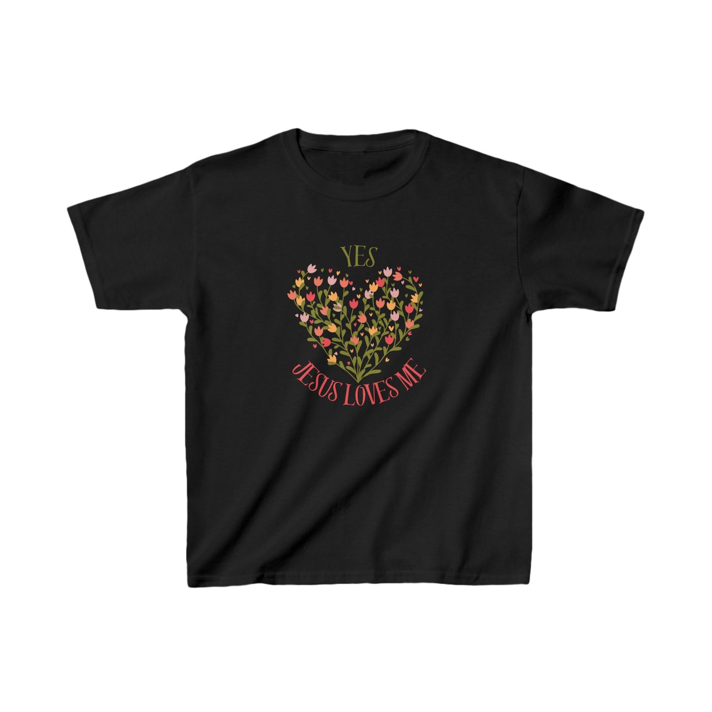 Christian Floral Yes Jesus Loves Me Kids Heavy Cotton™ Tee