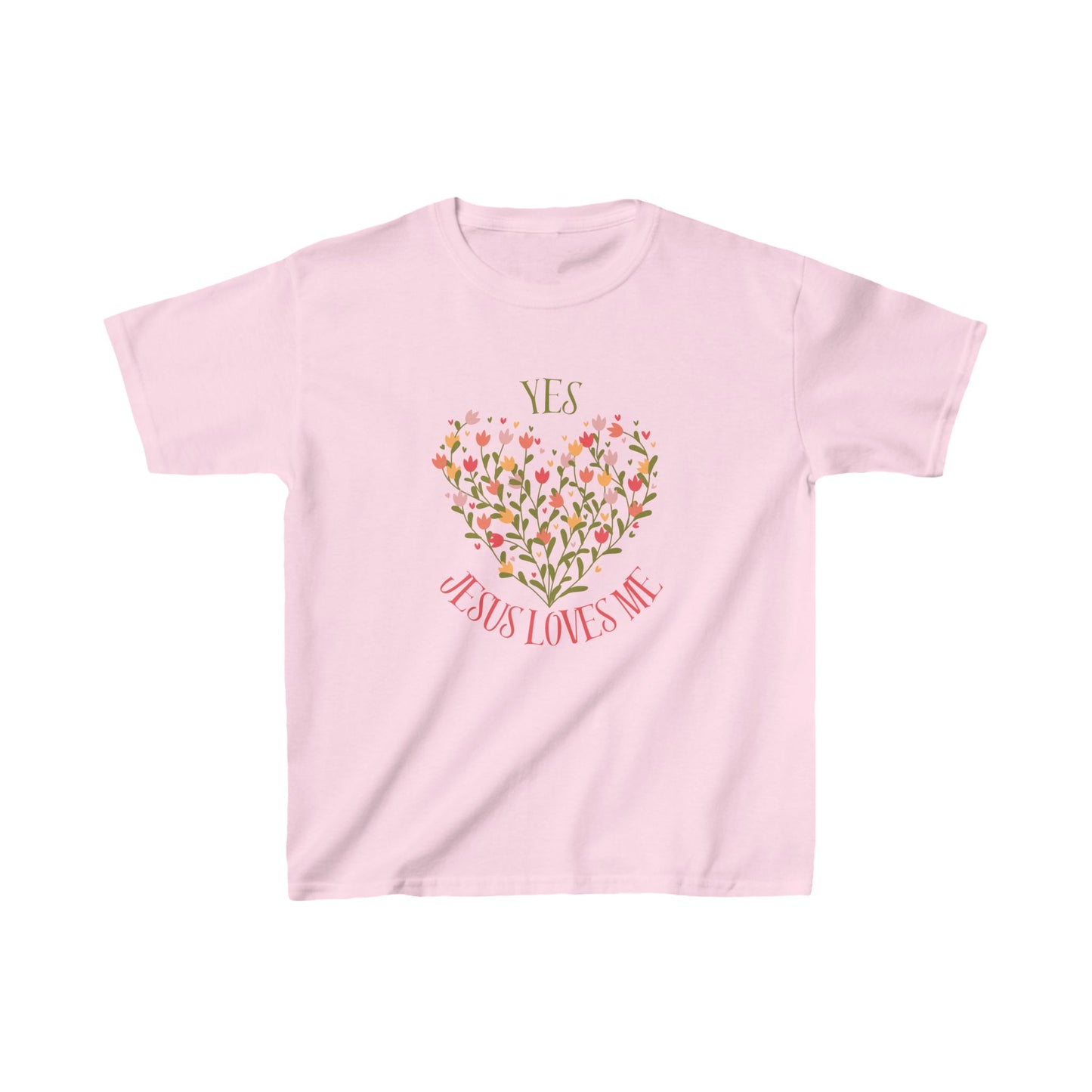 Christian Floral Yes Jesus Loves Me Kids Heavy Cotton™ Tee