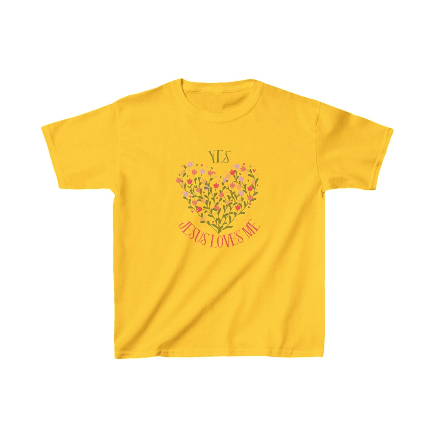 Christian Floral Yes Jesus Loves Me Kids Heavy Cotton™ Tee