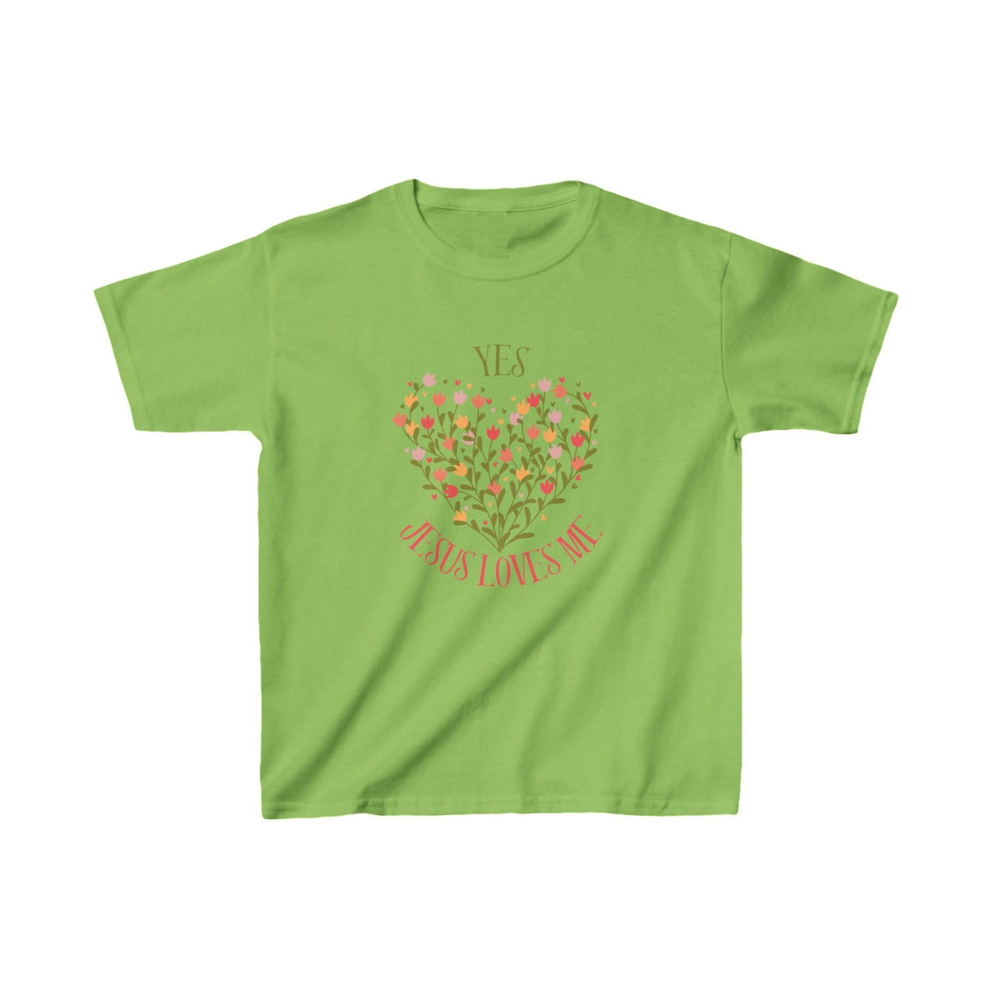Christian Floral Yes Jesus Loves Me Kids Heavy Cotton™ Tee