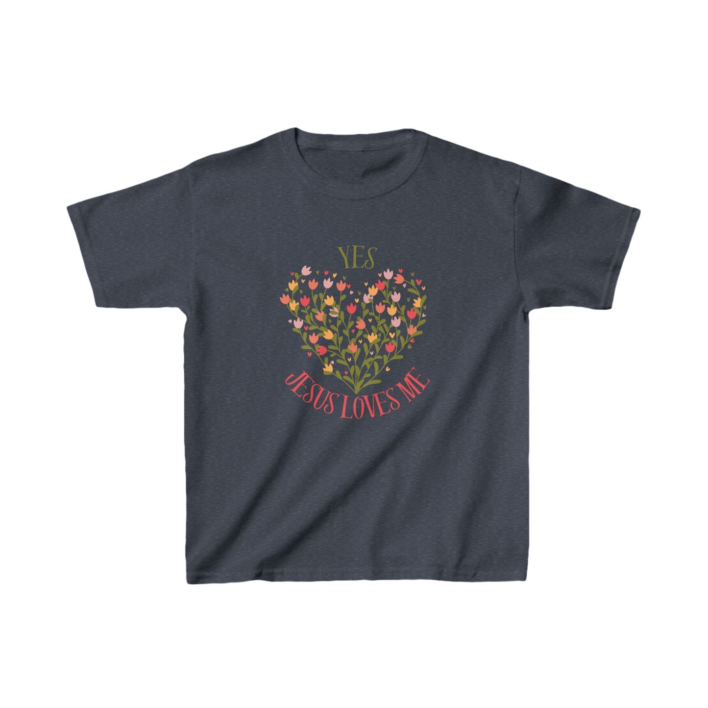 Christian Floral Yes Jesus Loves Me Kids Heavy Cotton™ Tee