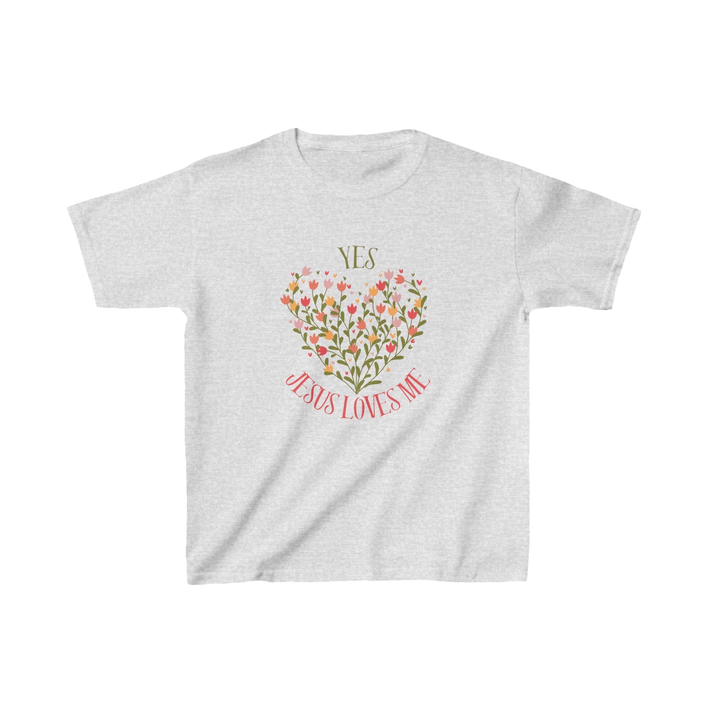 Christian Floral Yes Jesus Loves Me Kids Heavy Cotton™ Tee