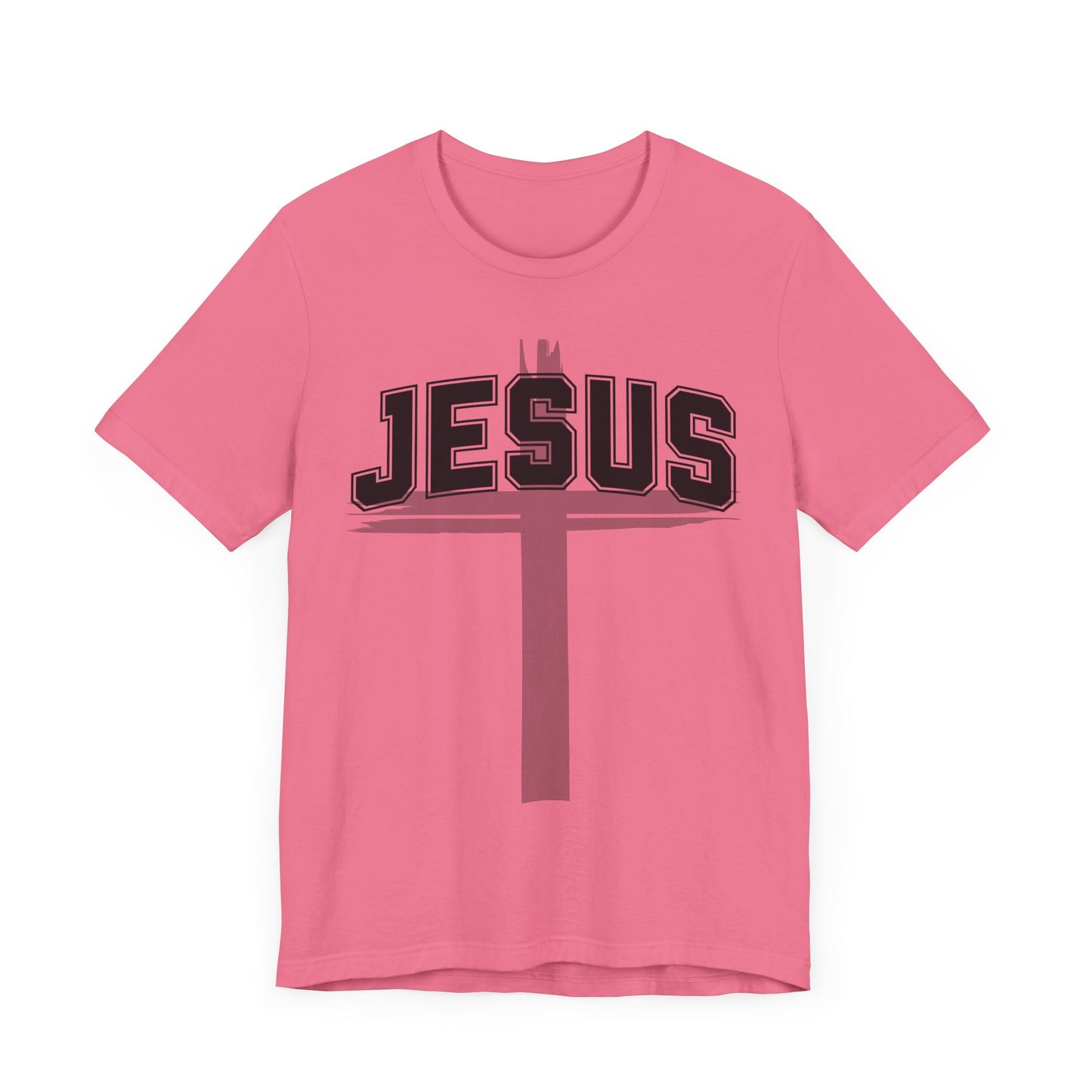 Christian Unisex Womens Mens Jesus Collegiate Lettered Jersey Short Sleeve Tee