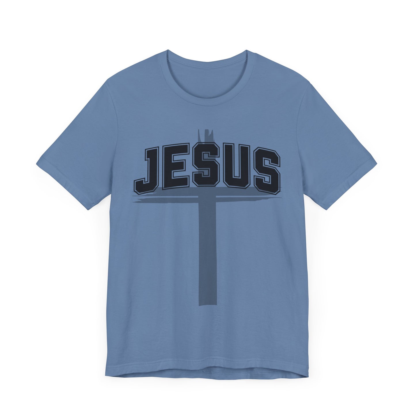 Christian Unisex Womens Mens Jesus Collegiate Lettered Jersey Short Sleeve Tee