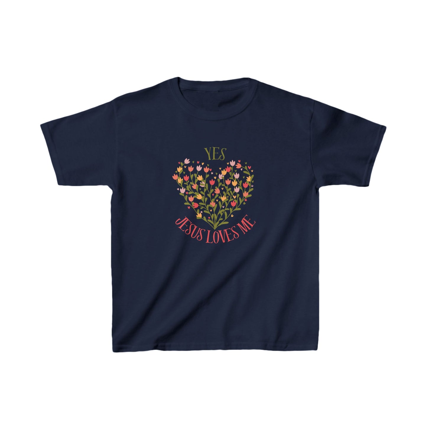 Christian Floral Yes Jesus Loves Me Kids Heavy Cotton™ Tee