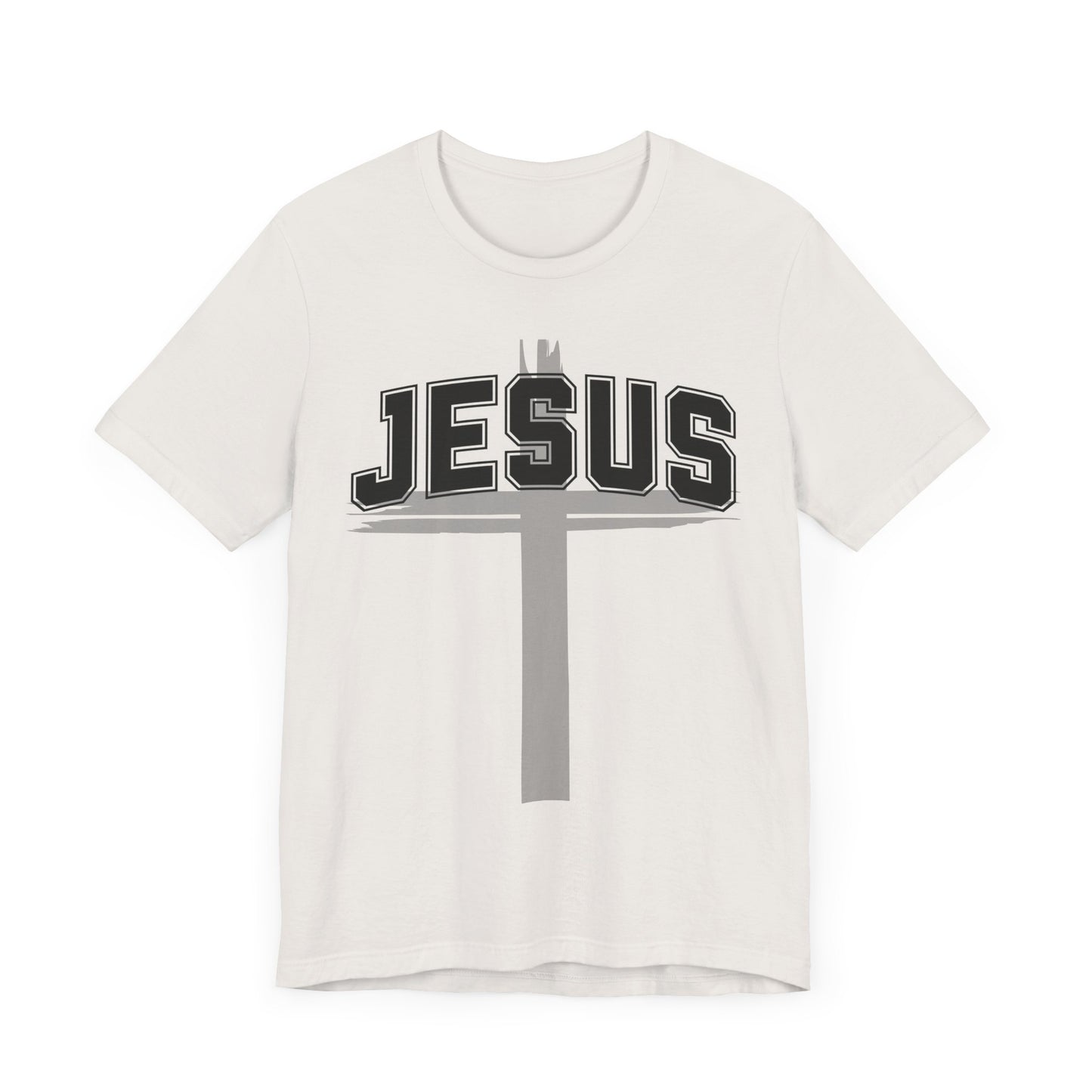 Christian Unisex Womens Mens Jesus Collegiate Lettered Jersey Short Sleeve Tee