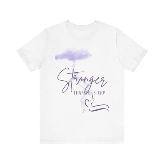 Christian Women’s Stronger Than the Storm Jesus Short Sleeve Tee