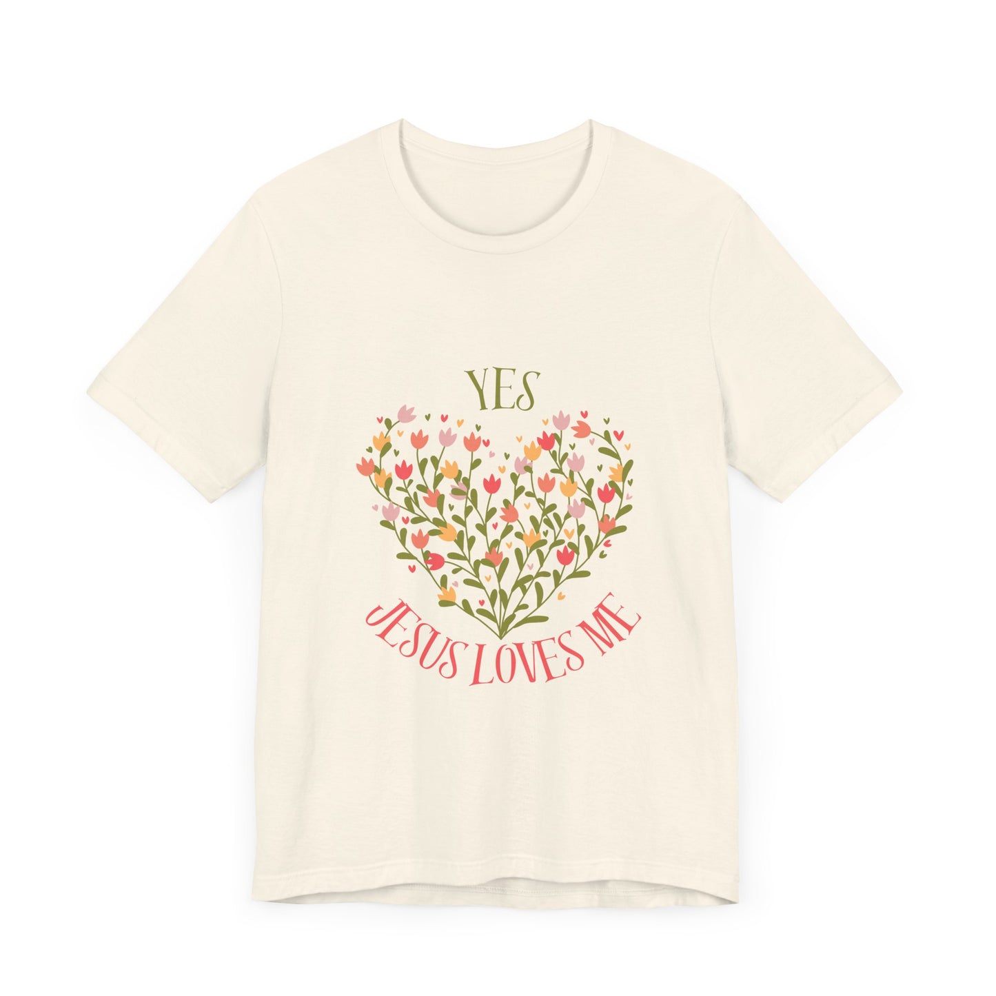 Christian Women’s Floral Yes Jesus Loves Me Short Sleeve Tee