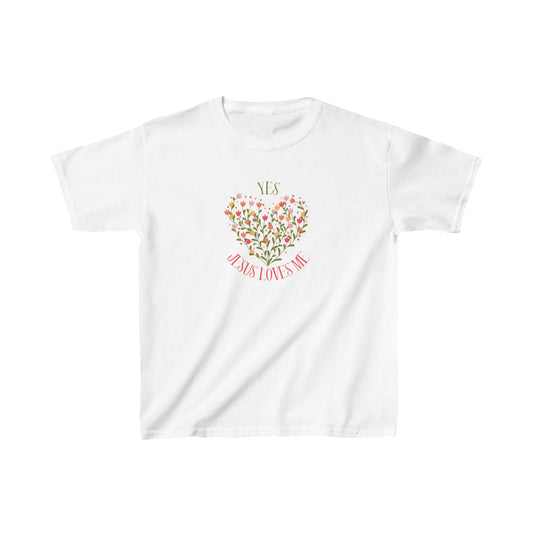 Christian Floral Yes Jesus Loves Me Kids Heavy Cotton™ Tee