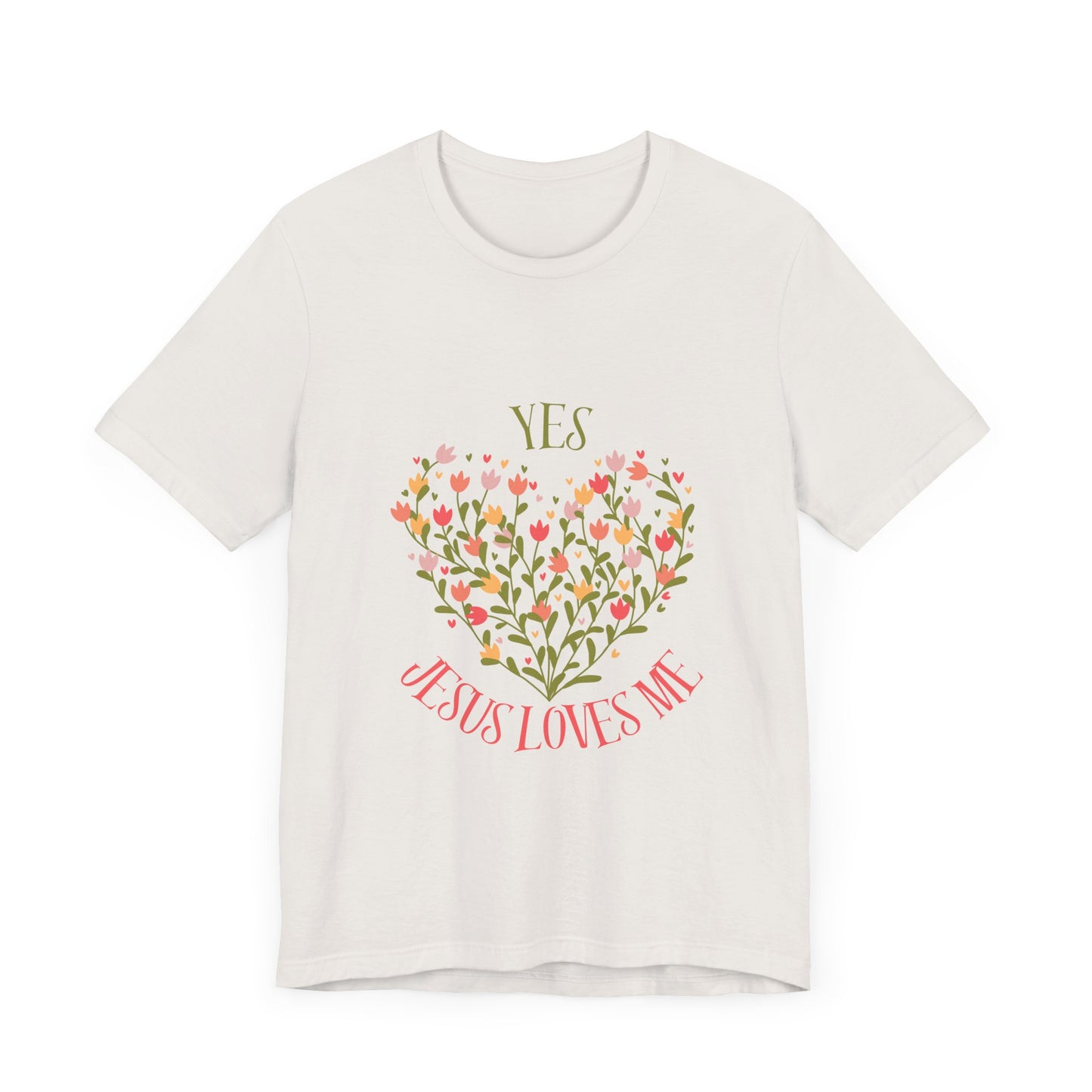 Christian Women’s Floral Yes Jesus Loves Me Short Sleeve Tee