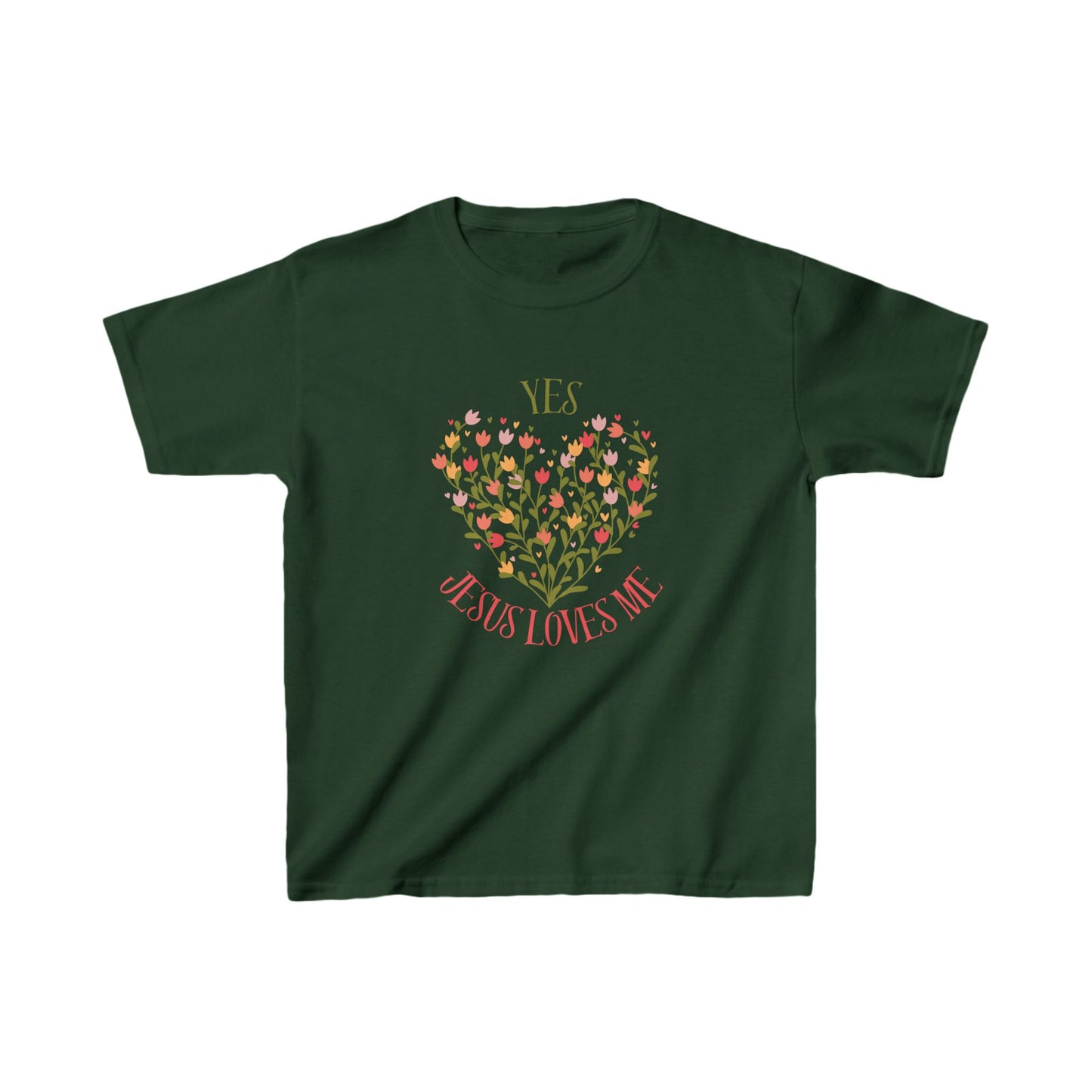 Christian Floral Yes Jesus Loves Me Kids Heavy Cotton™ Tee
