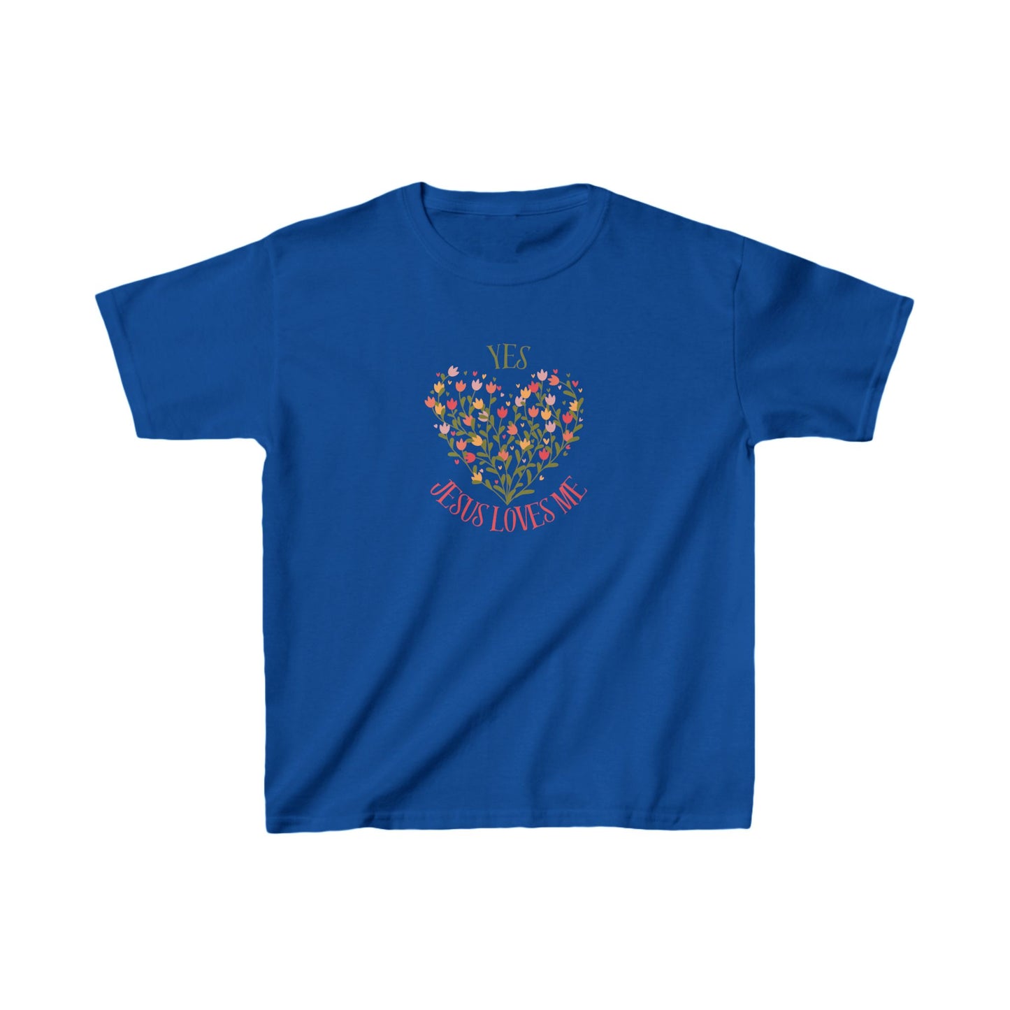 Christian Floral Yes Jesus Loves Me Kids Heavy Cotton™ Tee