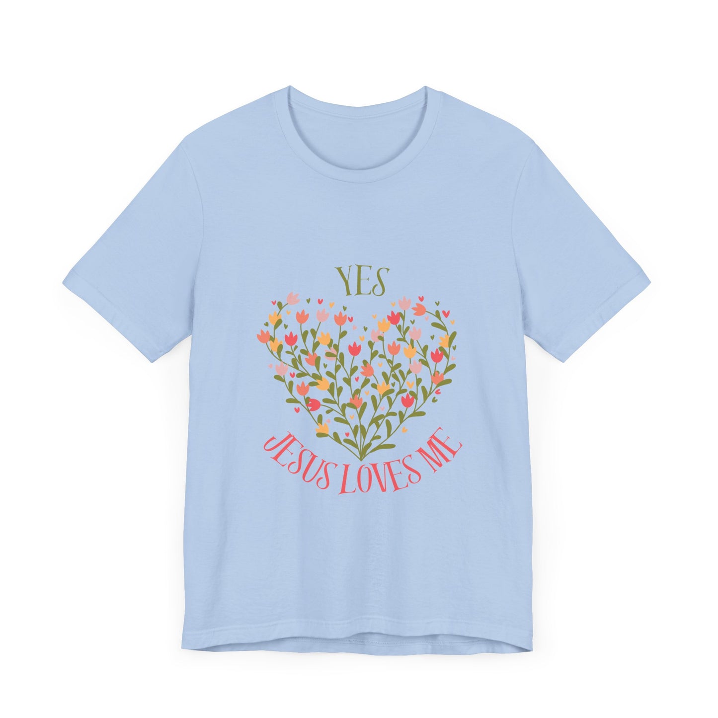 Christian Women’s Floral Yes Jesus Loves Me Short Sleeve Tee