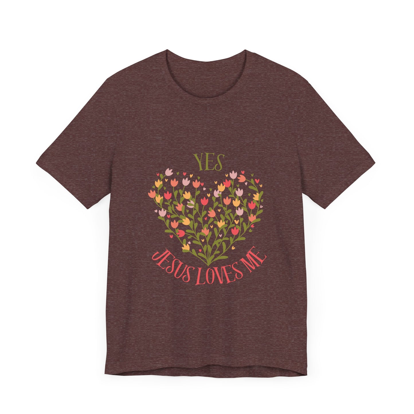 Christian Women’s Floral Yes Jesus Loves Me Short Sleeve Tee