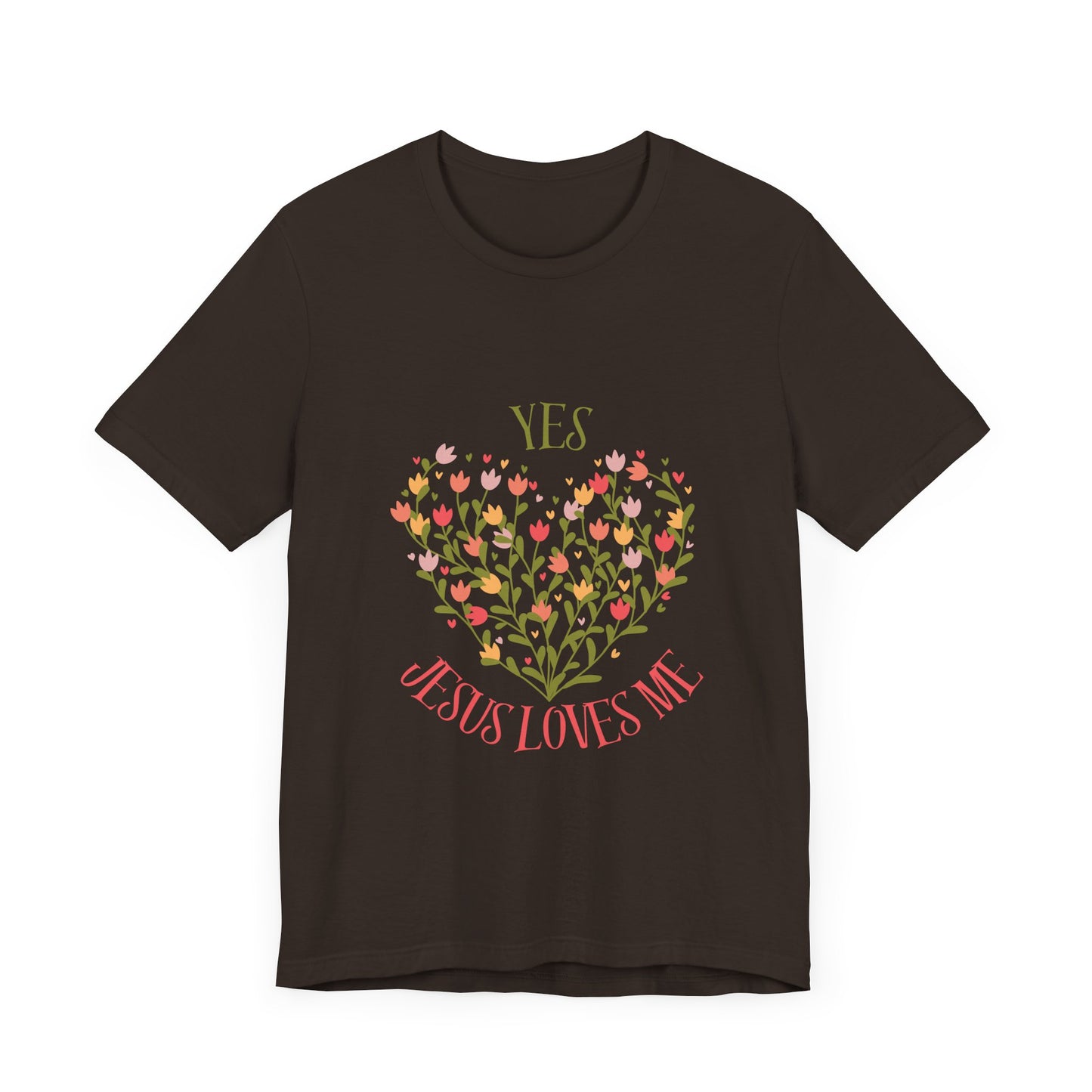 Christian Women’s Floral Yes Jesus Loves Me Short Sleeve Tee