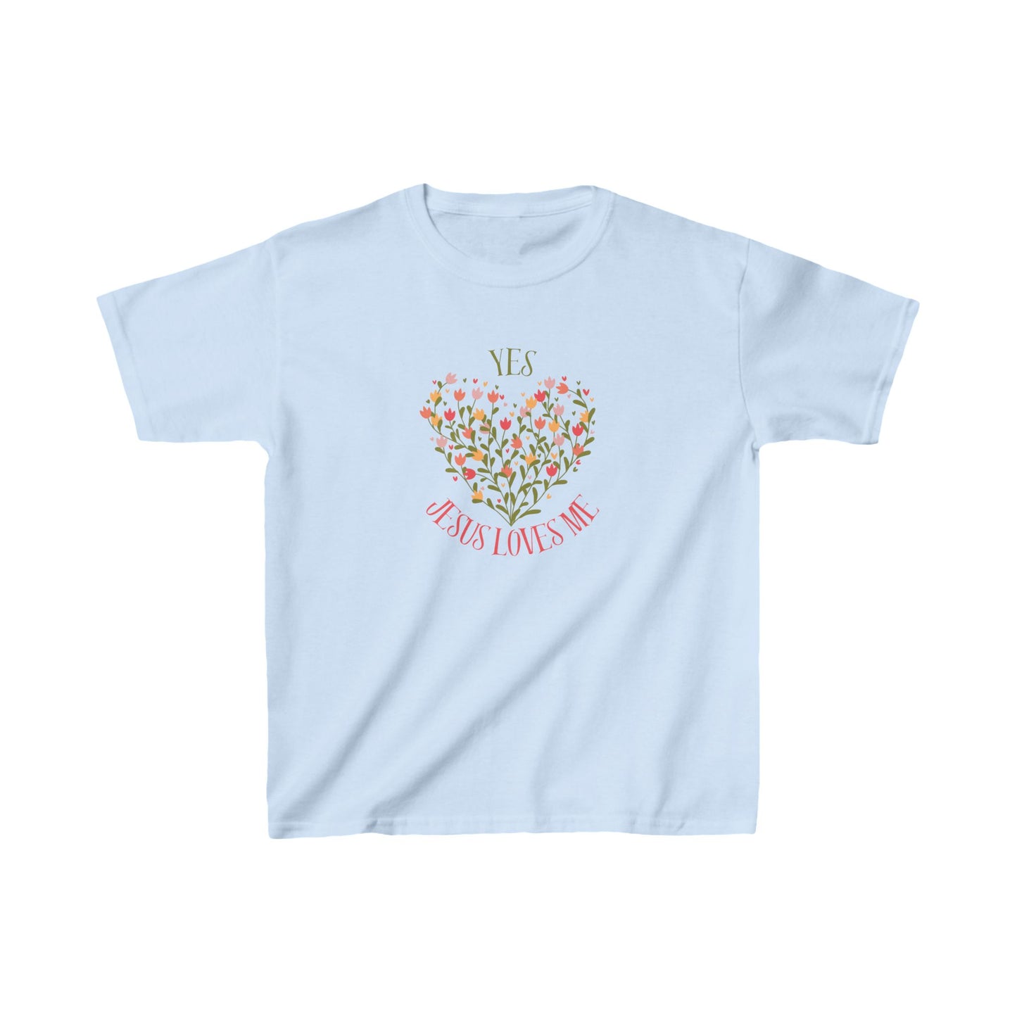 Christian Floral Yes Jesus Loves Me Kids Heavy Cotton™ Tee