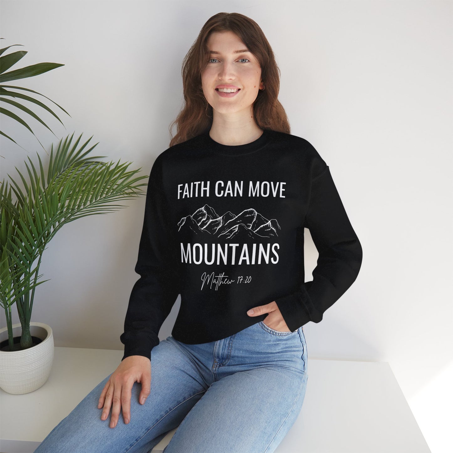 Faith Can Mountains Jesus Women's Crewneck Sweatshirt