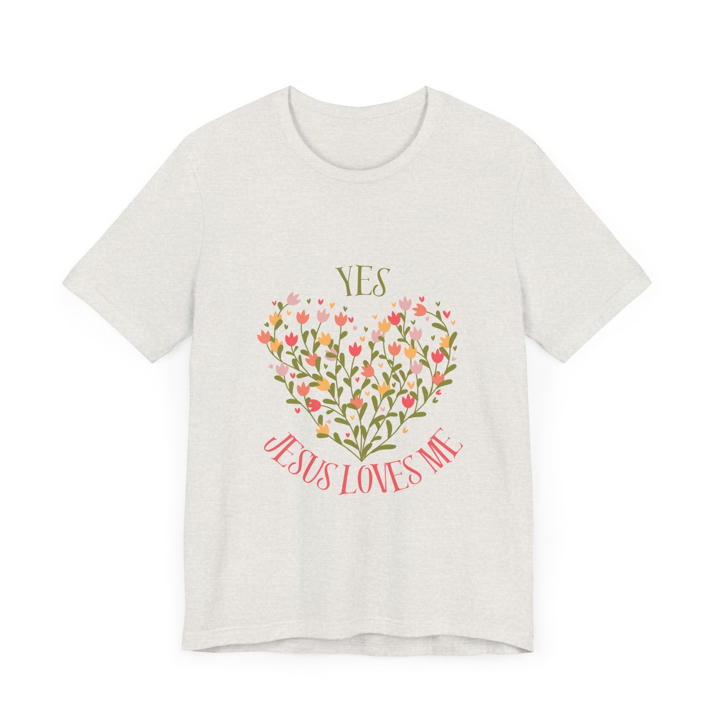 Christian Women’s Floral Yes Jesus Loves Me Short Sleeve Tee