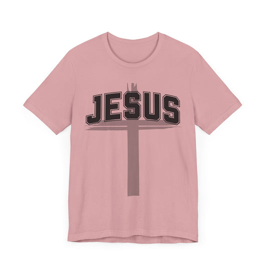 Christian Unisex Womens Mens Jesus Collegiate Lettered Jersey Short Sleeve Tee