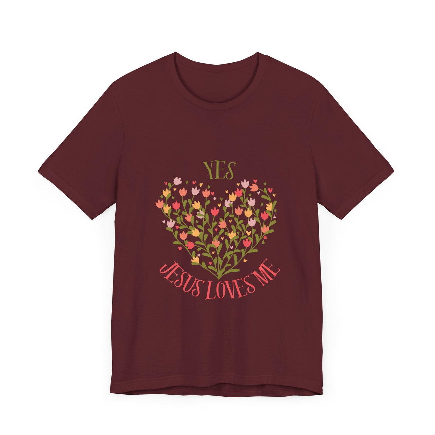 Christian Women’s Floral Yes Jesus Loves Me Short Sleeve Tee