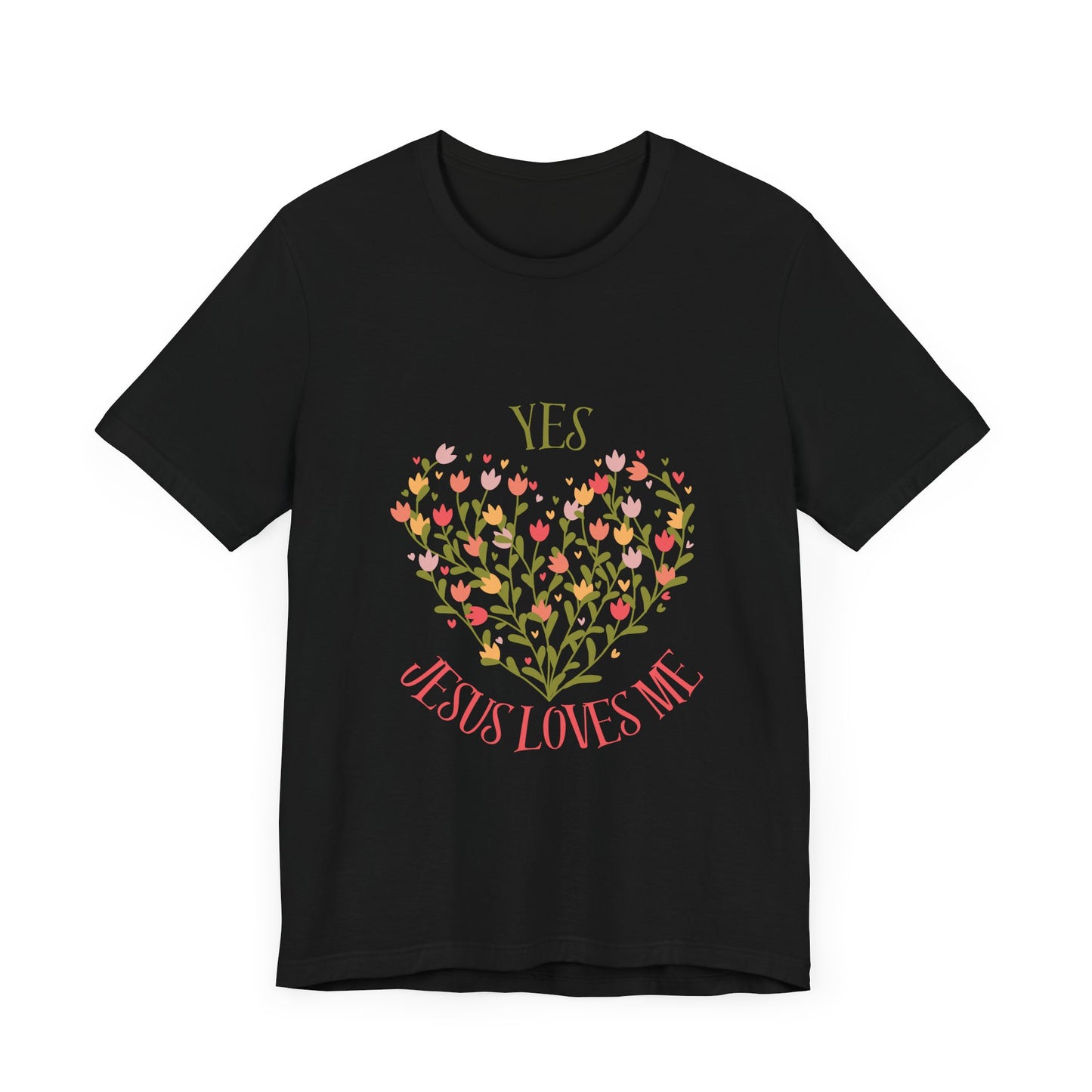 Christian Women’s Floral Yes Jesus Loves Me Short Sleeve Tee