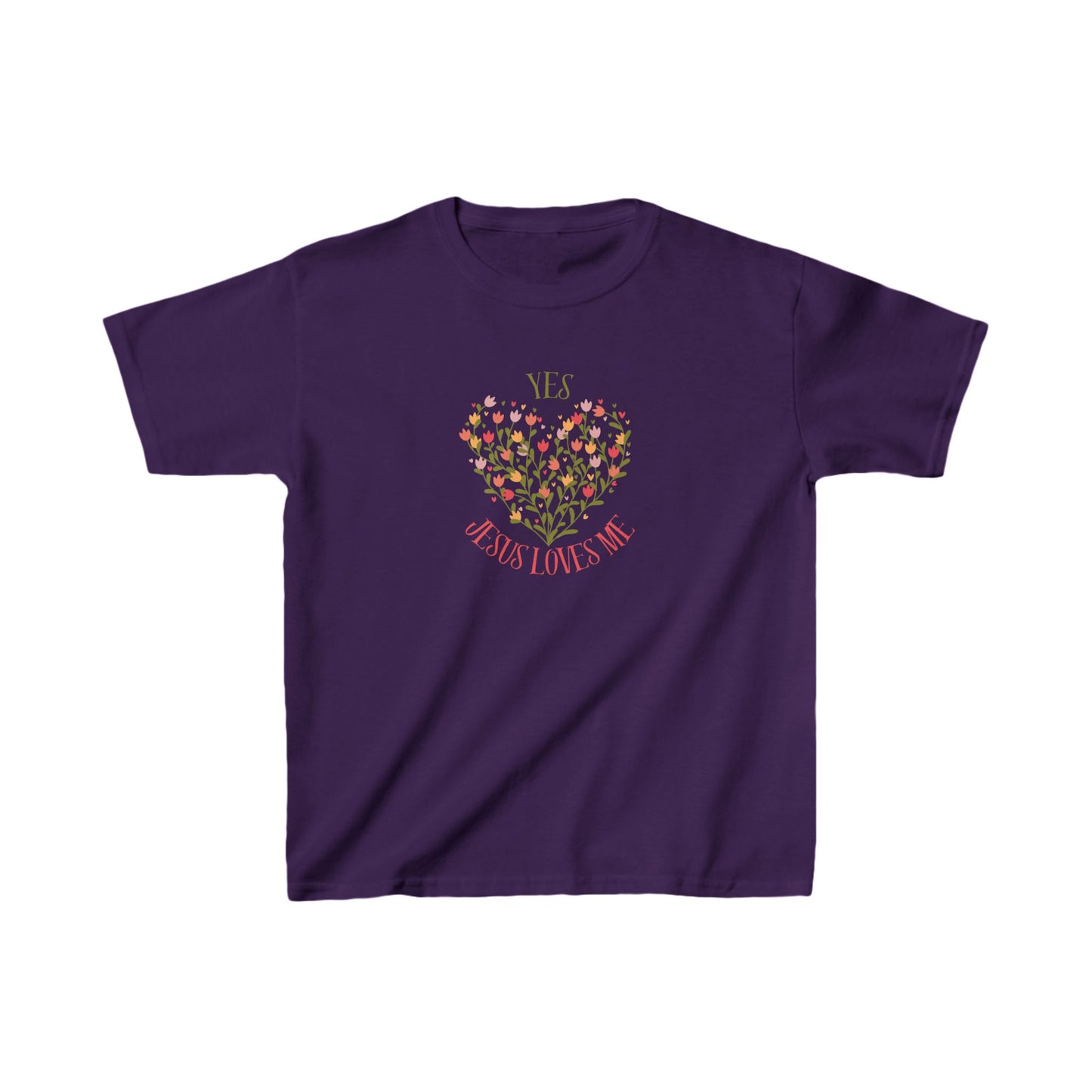 Christian Floral Yes Jesus Loves Me Kids Heavy Cotton™ Tee