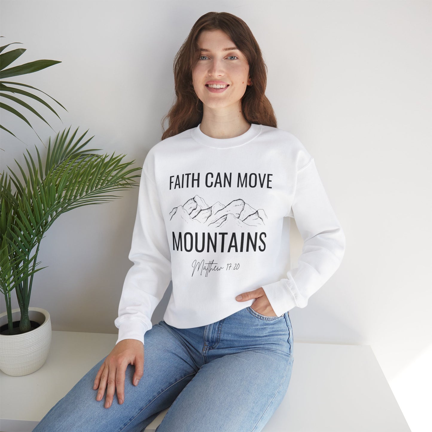 Faith Can Mountains Jesus Women's Crewneck Sweatshirt