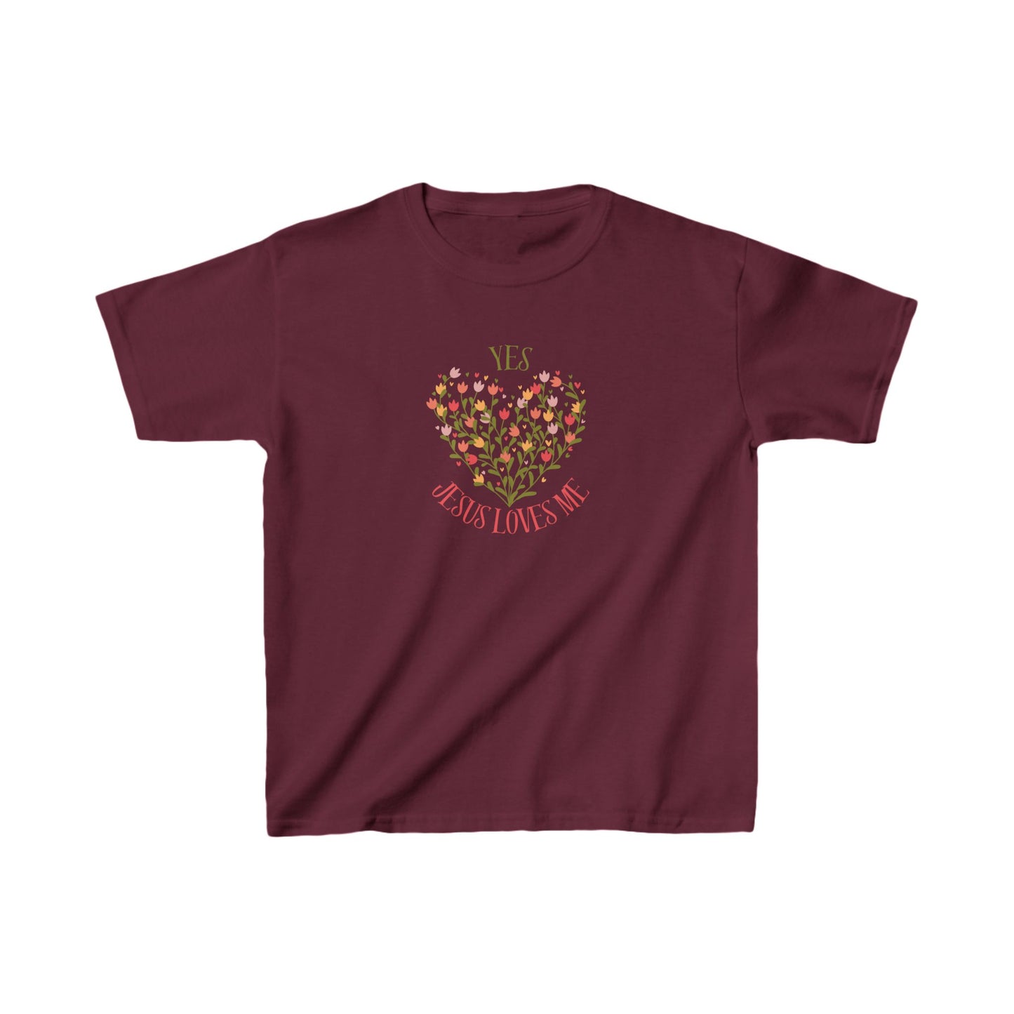 Christian Floral Yes Jesus Loves Me Kids Heavy Cotton™ Tee